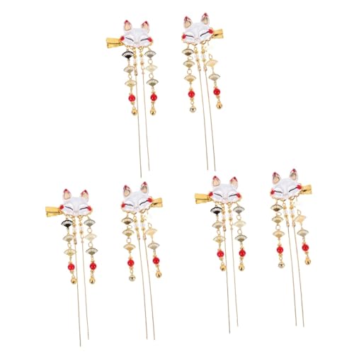 PACKOVE 6 Stk Fuchs Quastenclip Japanische Haarspangen Haaraccessoires Brauthaar Kimono-hanfu-zubehör Chinesische Haarspangen Haarquaste Süße Accessoires Legierung Fräulein Maske von PACKOVE