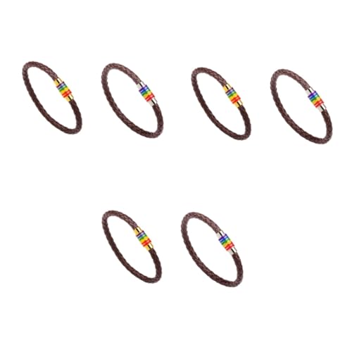 PACKOVE 6 Stk Verstellbares Armband Regenbogen-Armreif aus Leder Regenbogen-Armbänder funky von PACKOVE