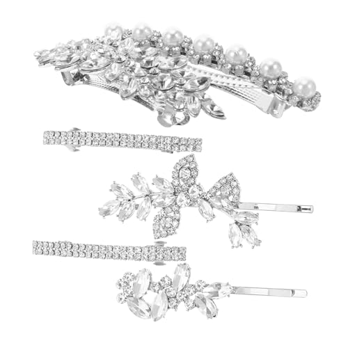 PACKOVE 6 Stück Haarspangen-set Frauen Mädchen Strasshaarklammern Brauthaar -barretteszubehör Dekorative Haarschmuck-spangen Funkelnde Blütenhaarsparrettes Silber Strasssteine von PACKOVE