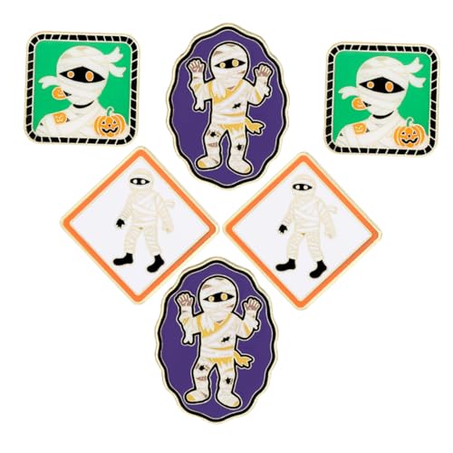 PACKOVE 6 Stück Halloween Broschen Mumiendesign Metall Anstecknadeln Lustige Cartoon Pins Für Frauen Halloween Rucksack Dekoration Spukiger Kostüm Schmuck Party von PACKOVE