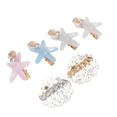 PACKOVE 6stücke Seestern Haarspangen Shell Haarnadeln Mädchen Haarclips Kopfschmuck Zubehör Für Party Geburtstag Weihnachten von PACKOVE