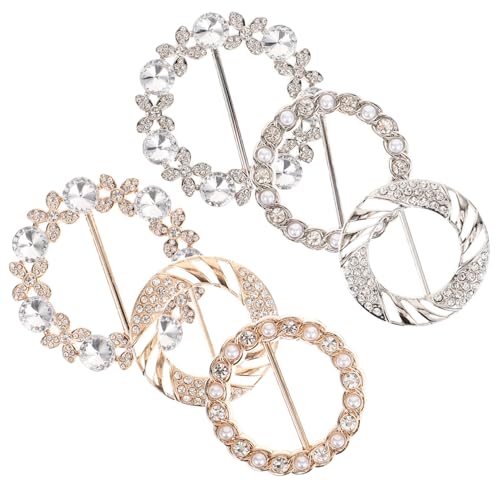 PACKOVE 6 Stück Runde Schalclips aus Metall mit Perlen und Strass Verschleißfest Rostfrei Vielseitig Einsetzbar für Schals Tücher Kleidung Geeignet für Alltag und Festliche Anlässe von PACKOVE