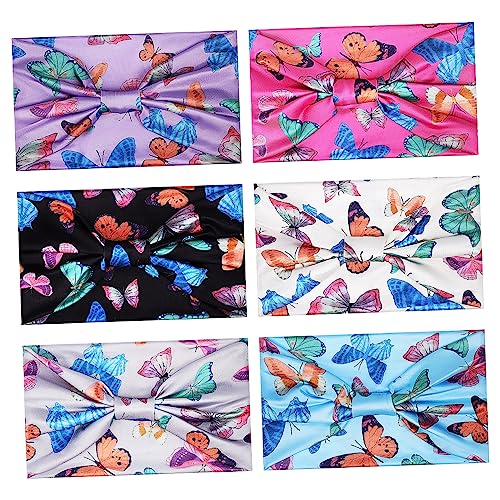 PACKOVE 6stücke Schmetterling Stirnbänder Aus Polyestermaterial Für Damen Sport Stirnbänder Mit Schmetterlingsdruck Als Headwrap Geeignet Für Yoga Workout Und Tägliche Nutzung von PACKOVE