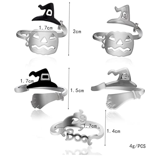 PACKOVE 6 Stück Silberfarbene Damen Ringe Witch Hat Design Halloween Finger Schmuck Party Dekoration Finger Ringe für Frauen Eleganter Fingerschmuck von PACKOVE