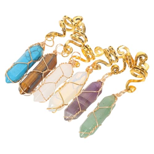 PACKOVE 6 Stück Teiliges Dreadlock-haarschmuck Naturstein mit Vintage-drahtwicklung Sechseckige Anhänger für Zöpfe und Pferdeschwanz Langlebige Haar-accessoires für Damen von PACKOVE