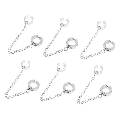 PACKOVE 6 Stück Teiliges Ear Cuff aus Titanstahl Ketten Ohrringe zum Einclippen Langlebiger nicht Durchstochen Ohrschmuck Stilvolles für Weihnachten und Geburtstag von PACKOVE