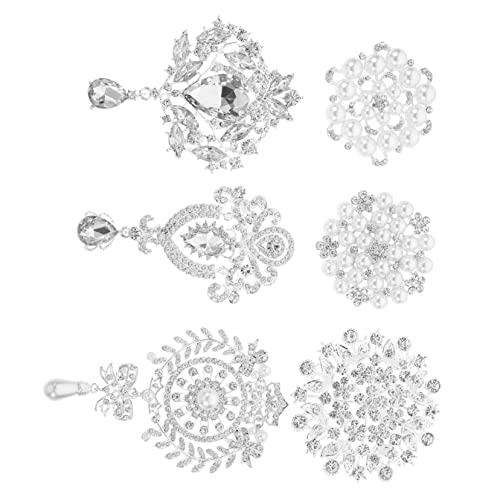 PACKOVE 6 Stück Teiliges Eleganter Broschen mit Strass und Perlen Anstecknadeln aus Silberfarbenem Legierungsmetall für Brautjungfern Kleidung Taschen und Festliche Anlässe PACKOVE 6 Stück Teiliges Eleganter Broschen mit Strass und Perlen Anstecknadeln aus Silberfarbenem Legierungsmetall für Brautjungfern Kleidung Taschen und Festliche Anlässe von PACKOVE