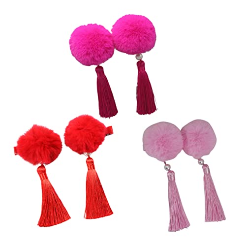 PACKOVE 6 Stück Teiliges Haarspangen mit Quasten Farbsortiment Rot und Rosé für Mädchen Süße Haaraccessoires für Partys und Feste für Besondere Anlässe und Alltägliche Looks von PACKOVE