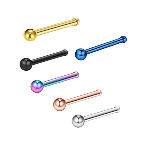 PACKOVE 6 Stück Teiliges Nasenpiercing aus Edelstahl Gerader Nasenstecker in Silber Schwarz Gold Blau Bunt und Roségold Modischer Unisex Nasenring für Damen und Herren Hautverträglicher PACKOVE 6 Stück Teiliges Nasenpiercing aus Edelstahl Gerader Nasenstecker in Silber Schwarz Gold Blau Bunt und Roségold Modischer Unisex Nasenring für Damen und Herren Hautverträglicher von PACKOVE