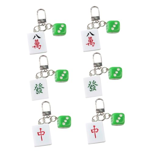 PACKOVE 6 Stück Teiliges Resin Mahjong Schlüsselanhänger Künstlerisch Gestaltete Glücksbringer Anhänger Kompakt und Vielseitig als Dekoration für Auto und Familienfeiern Geeignet von PACKOVE