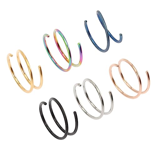 PACKOVE 6 Stück Teiliges Spiralförmige Nasenringe Hoops Verstellbar Rostfrei Hautfreundlich Damen Nasenpiercing Schmuck von PACKOVE