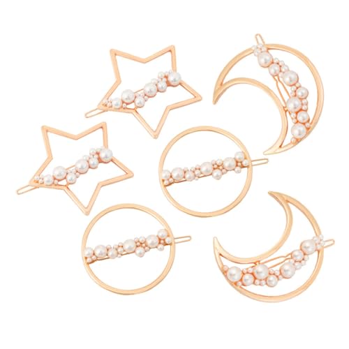 PACKOVE 6 Stück Teiliges Sternen Perlen Haarspangen für Damen und Mädchen Stilvolle Haarclips für Verschiedene Anlässe Minimalistisches Design Einfach zu Verwenden und Vielseitig von PACKOVE