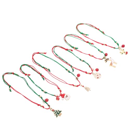 PACKOVE 6 Stück Teiliges Weihnachts Armband Geflochtene Dekorative Handgelenkketten mit Weihnachtsanhängern für Freundin Familie Schule von PACKOVE