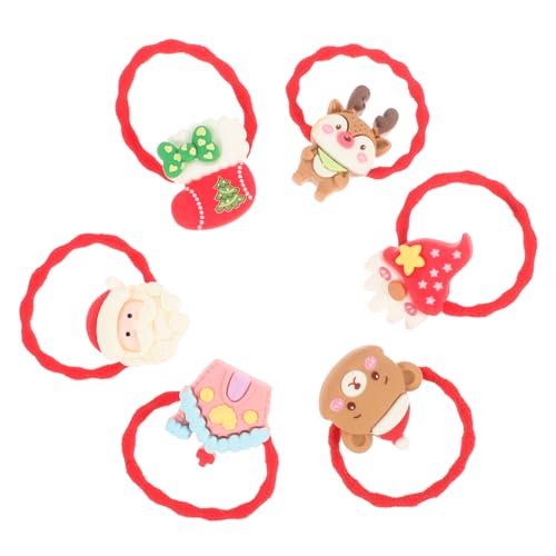 PACKOVE 6 Stück Teiliges Weihnachts Haarband für Mädchen Weiche Haargummis mit Santa Rentier Glocken Festliche Rote Haarbänder Bequem Leicht und Langlebig für Xmas Party und Alltag von PACKOVE