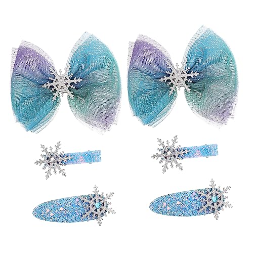 PACKOVE 6 Stück Teiliges Weihnachts Haarschmuck Schneeflocken Haarnadeln Glitzernde Schleifen Haarklammern Festliche Haarspangen für Mädchen von PACKOVE