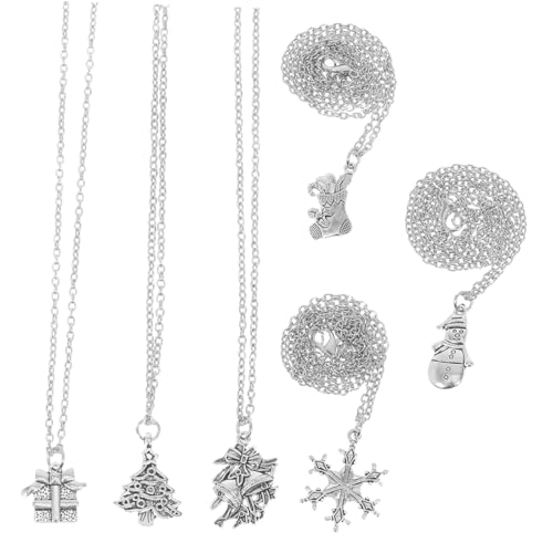 PACKOVE 6 Stück Teiliges Weihnachtsanhänger-halskettenset mit Schneemann Glocke und Weihnachtsbaum Festlicher Schmuck für Damen Leichtes Design für Winterpartys und Festliche Anlässe von PACKOVE