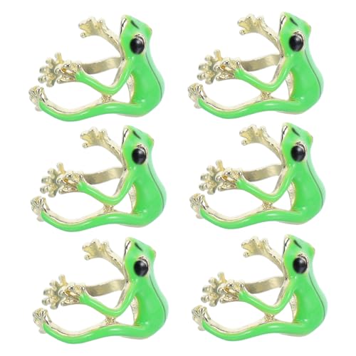 PACKOVE 6stücke Froschring Verstellbar Offener Design Süße Froschschmuck Tierringe Froschschmuckaccessoires Für Frauen Verspielter Laubfrosch-akzent Kreativer Ring von PACKOVE