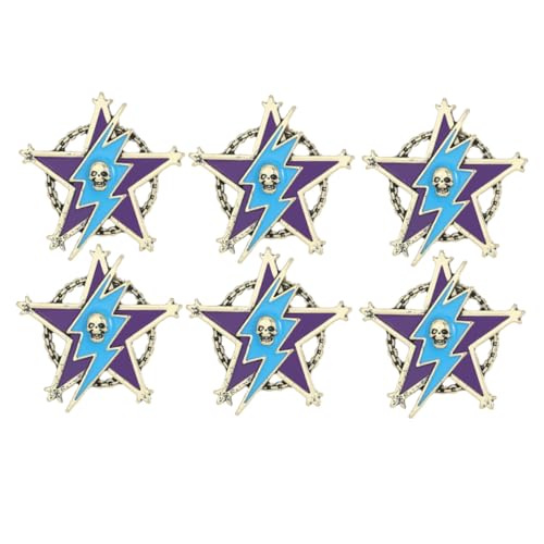 PACKOVE 6 Stück Vintage Five-pointed Star Anstecknadeln aus Langlebigem Metall Stilvolle Gothic Totenkopf Broschen Vielseitige Reversnadeln für Herren Damen Jacken Mäntel Hüte Taschen von PACKOVE