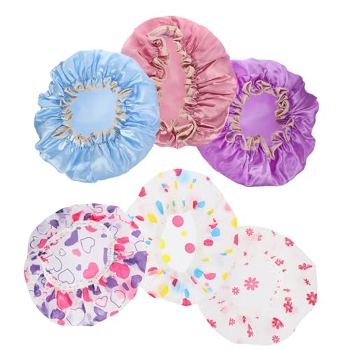 PACKOVE 6stücke Duschhaube Für Damen Mit Elastischem Band Große Und Langlebige Haartrockenhaube Für Langes Haar Und Schutz Während Duschens von PACKOVE