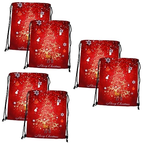 PACKOVE 6 Stk Weihnachts-rucksack Mit Kordelzug Santa Cluxmas Geschenkrucksack Frohe Weihnachten Sack Nikolaus-rucksack Mit Kordelzug Packtaschen Polyester Weihnachtstasche Weihnachtsbaum von PACKOVE