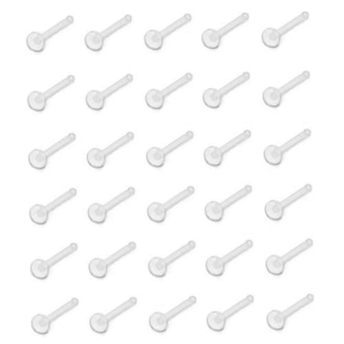 PACKOVE 60Stücke Klarer Acrylnasenring Unsichtbare Nasenstecker in Form Gebogener Gerader Form für Frauen Männer Langlebig Komfortabel von PACKOVE