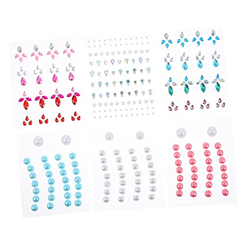 PACKOVE Augenbrauen Juwelen Aufkleber 6 Blätter Selbstklebende Gesichtsjuwelen für Make Up und Festival Dekoration Funkelnde Augenjuwelen Sticker für Party Kosmetik und Body Art von PACKOVE