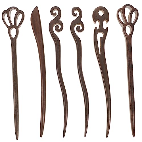 PACKOVE 6stücke Vintage Haarnadeln Aus Holz Handgemachte Chinesische Haarstäbe Für Frauen Stilvolle Haaraccessoires Im Retro-stil Für Besondere Anlässe Und Alltagslook von PACKOVE