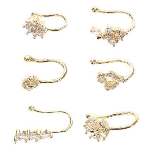 PACKOVE 6stücke Nasenring Manschetten Für Männer Und Frauen Nicht Durchstechend Schmuck Aus Kupfer Mit Verschiedenen Designs Zum Aufstecken von PACKOVE