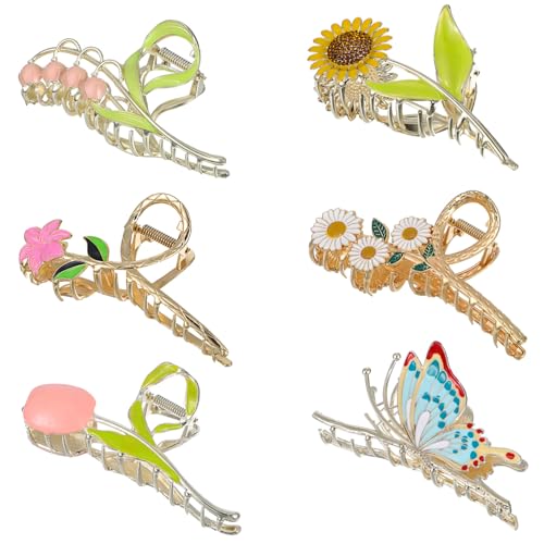 PACKOVE 6stücke Blumen-haarklammern Aus Metall Hübsche Haarklammern Mit Blumenmotiv Für Dickes Haar Damen Und Mädchen von PACKOVE