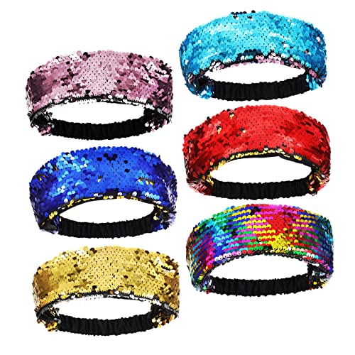 PACKOVE 6stücke Glitzer Pailletten Haarband Elastisch Und Dehnbar Mit Glänzenden Pailletten Verziert Rutschfest Und Angenehm Zu Tragen Für Damen Und Mädchen Geeignet Für Disco-partys Und r von PACKOVE