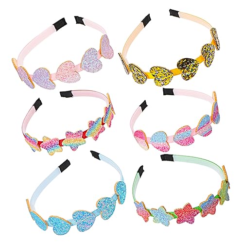PACKOVE 6stücke Stirnbänder Für Mädchen Mit Liebesherz-design Pailletten-haarband Entzückender Kopfschmuck Für Party Und Cosplay Glatt Und Angenehm Zu Tragen von PACKOVE