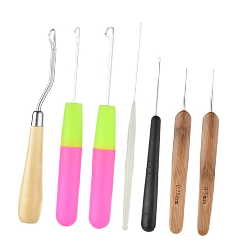 PACKOVE 7 Stück Dread Braid häkeln Haarwerkzeug Zöpfe Häkelnadeln mit Riegel für Haare Häkelnadel-Etui Maschine Abs braid tool federn set crochet set Dreadlocks-Tools Dreadlocks-Kit Metall von PACKOVE