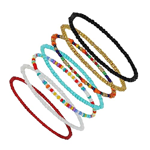 PACKOVE 7 Stück Teiliges Handgefertigtes Boho Fußkettchen für Damen und Mädchen Bunte Perlen Verstellbar Modischer Schmuck für Alltag Strand Party und Hochzeit Hautfreundlich und Stilvoll von PACKOVE