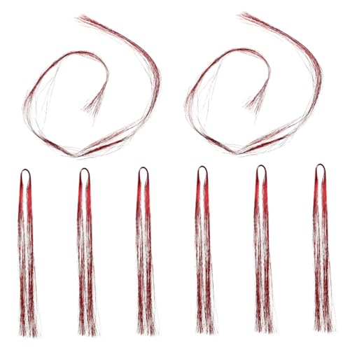 PACKOVE 8 Stück Haarseil Boho-haarschmuck Haargummi Diy Haarschmuck Für Mädchen Flechtschnur Weihnachten Haare Flechten Mädchen Haarzubehör Zöpfe Zubehör Haustier-seide Rot von PACKOVE