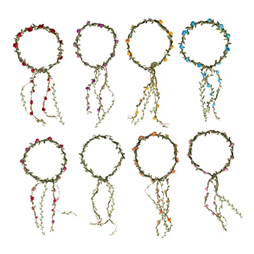 PACKOVE 8stücke Handgewebtes Rosenblumen-haarband Wald-stil Stirnband Geflochtener Blumenranken-kopfschmuck Naturgetreues Design Für Alltag Und Anlässe von PACKOVE
