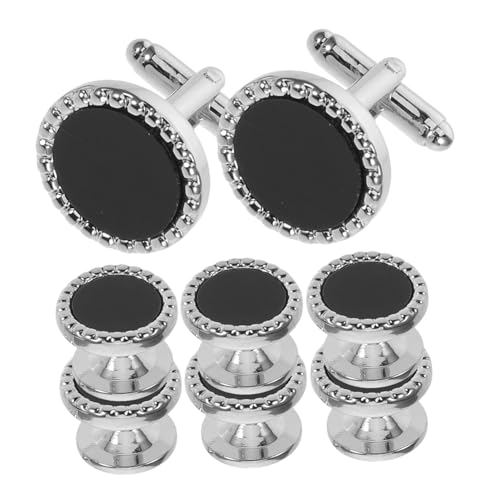 PACKOVE 8 Stück Teiliges Herren Manschettenknöpfe Schwarze Runde Hemdknöpfe für Smoking Formelle Schmuckdekoration für Hochzeit Business und Festliche Anlässe von PACKOVE