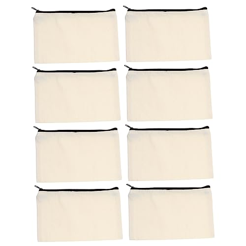 PACKOVE 8 Stück Teiliges Leere Canvas Stift und Kosmetiktaschen mit Reißverschluss DIY Basteltasche für Schreibwaren und Make Up Multifunktionale Tragetasche für Berufstätige von PACKOVE