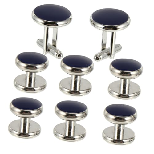 PACKOVE 8 Stück Teiliges Manschettenknopf-set für Herren mit Emailliertem Runddesign Stilvolle Französische Manschettenknöpfe und Hemdknöpfe für Smokinghemden Elegantes Accessoire für von PACKOVE
