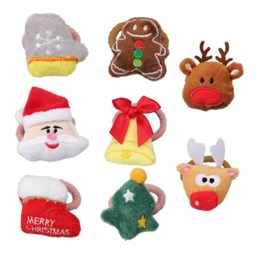 PACKOVE 8 Stück Teiliges Weihnachts Haargummi für Mädchen Dehnbare Flexible Haarbänder mit Niedlichen Cartoon Motiven Komfortabel und Strapazierfähig für Alltag und Festtage von PACKOVE