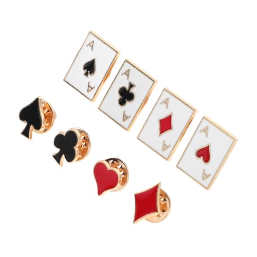 PACKOVE 8Stücke Metall Anstecknadeln im Spielkarten Design für Damen Herren Broschen für Anzüge Mäntel Rucksäcke Vielseitig von PACKOVE