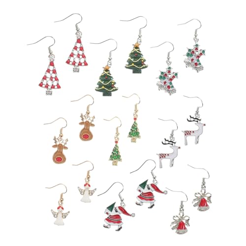 PACKOVE 9 Paare Weihnachtsohrringe Dangle Festlicher Schmuck Schneeflocke Glocke Weihnachtsbaum Anhänger Damen Schmuck für Party Familienfeier von PACKOVE