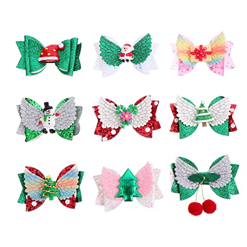 PACKOVE 9stücke Teiliges Weihnachts-haarspangen Mit Niedlichen Schleifen Für Mädchen Handgefertigte Haaraccessoires Für Für Weihnachten Und Geburtstagsfeiern von PACKOVE