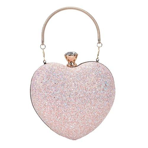 PACKOVE Abendessen Tasche Clutch Mit Strass Clutch-tasche Für Die Dinnerparty Tasche in Herzform Mit Pailletten Umhängetasche Braut Handtaschen Partytasche Mädchen Umschlag Pu Strasssteine von PACKOVE