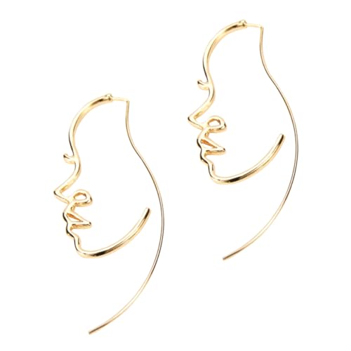 PACKOVE Abstrakte Gesicht Ohrstecker Damen Leichte Kreative Ohrschmuck Modische Persönlichkeit Ohrhänger Kleine Goldfarbene Ohrringe für Alltag und Party Stilvolles Geschenk von PACKOVE