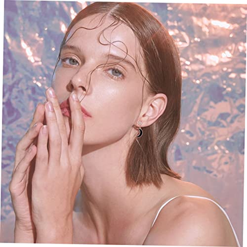 PACKOVE Asymmetrische Mond Stern Ohrringe Damen Modisch Schwebend Roségoldfarben Schmuck Geburtstag von PACKOVE