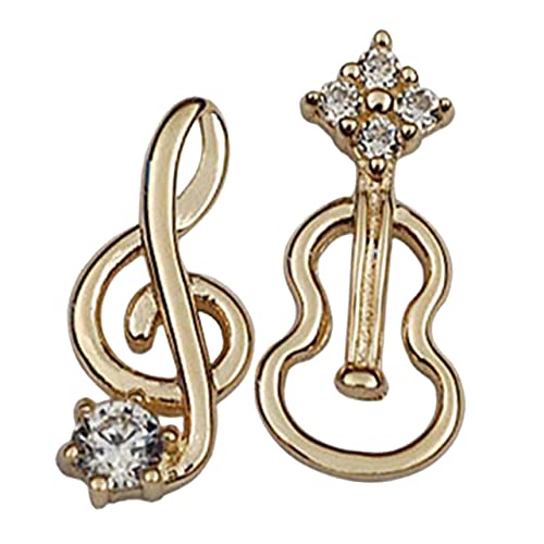 PACKOVE Asymmetrische Musik Ohrstecker mit Zirkonia Kleine Noten und Violine Eleganter Schmuck für Musikliebhaber für Alltag und Musikpartys von PACKOVE