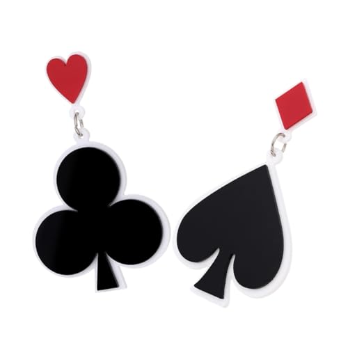 PACKOVE Asymmetrische Poker Ohrhänger Leichte Damen Ohrringe mit Spielkarten Langlebig und Farbbeständig Trendiges Accessoire für Alltag und Party von PACKOVE