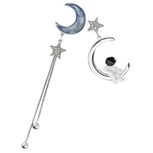 PACKOVE Asymmetrische Spaceman Ohrringe Damen Baumelnde Mond Ohrhänger Lange Dangle Statement Ohrstecker für Urlaub Party Geschenk Auffälliger Modeschmuck von PACKOVE