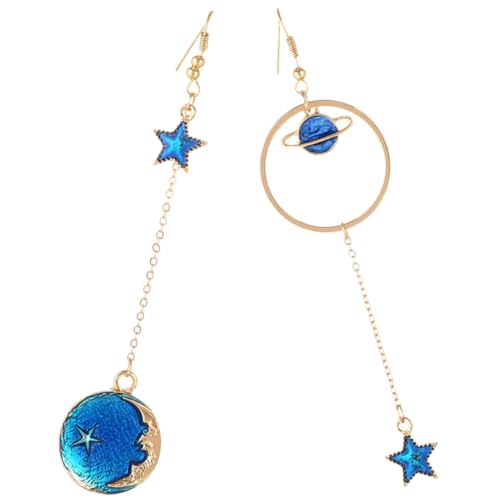 PACKOVE Asymmetrische Stern Mond Ohrringe Damen Baumelnde Ohrhänger Geometrisches Design Goldener Schmuck für Alltag Party von PACKOVE