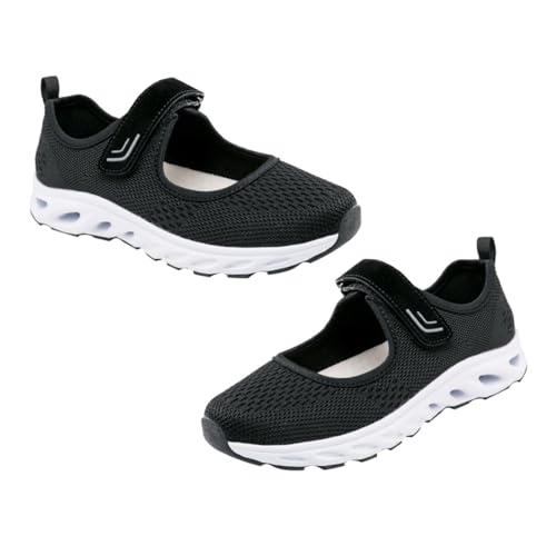 PACKOVE Atmungsaktive Mesh Walking Schuhe für Damen Elastische rutschfeste Sohle Bequemes Leichtes Design für Reisen und Alltag Schwarz Mittleres Alter von PACKOVE